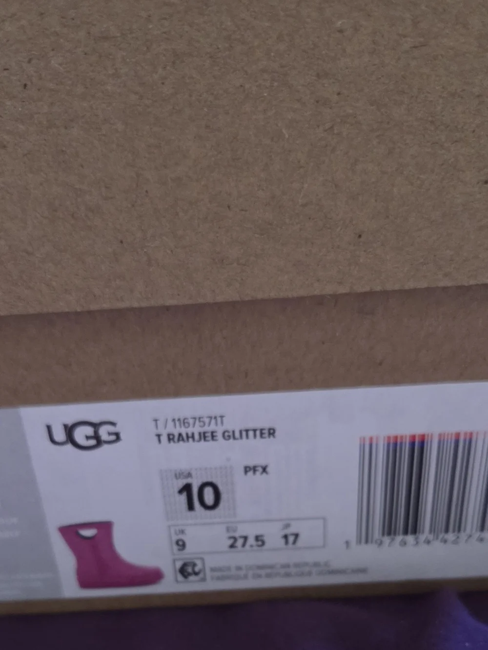 UGG Kids Pink Glitter Waterproof Rain Boots